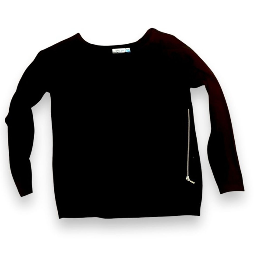 RD Style side zipper lace panel black sweater
